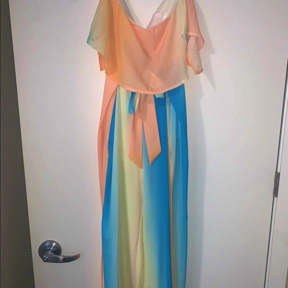 Tie Dye Jumpsuit with Slits on Both Legs